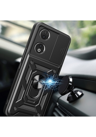 Honor 90 Kılıf Sürgülü Tank Zırh Yüzüklü Mıknatıslı Standlı Kapak S-vega