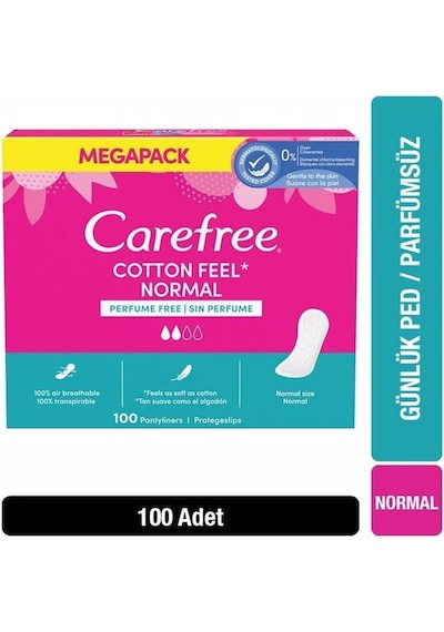 Carefree Cotton Feel Normal Parfümsüz Günlük Ped 100'lü