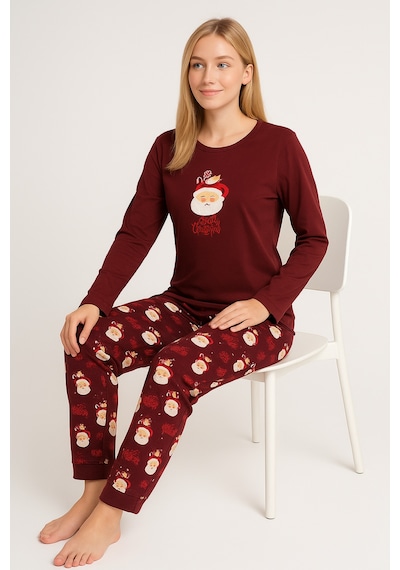 Mutlu City Kadın Yumuşak Doku Termal Pijama Takımı 42050 Vişne Çürüğü