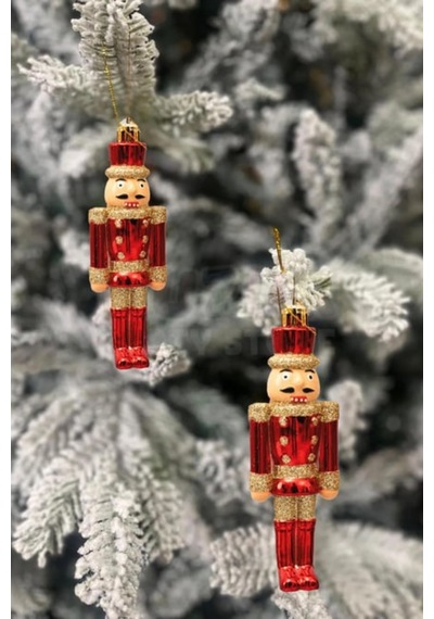 Fındıkkıran Noel Ağacı Süsü Kırmızı Simli Ve Parlak Dekoratif Yılbaşı Figürü Diğer