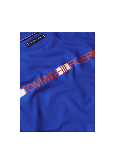Tommy Hilfiger Brand Love Strıpe Tee - Logo Baskılı T-shırt Blue
