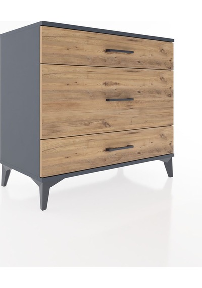 Hyperion Şifonyer 3 Çekmeceli 88x44x80 Antrasit-çam Antrasit