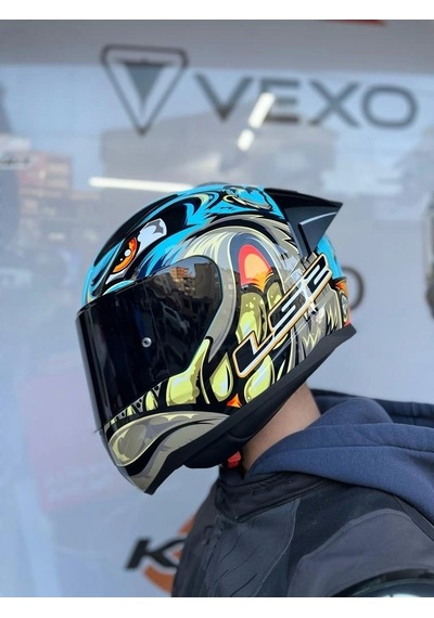 Siyah Vizör + Spoiler + Ls2 Rapid 2 Kask Mor Neo Mavi