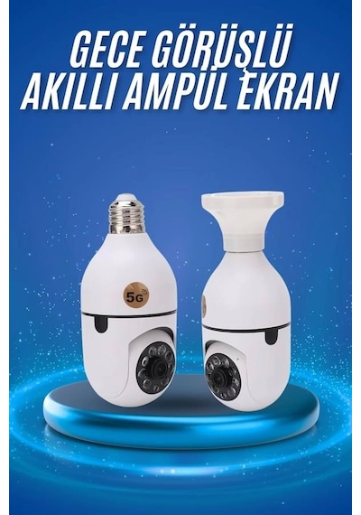 Gece Görüşlü Akıllı Dönebilen Ev Kamerası Ampül Kamera Çok Renkli