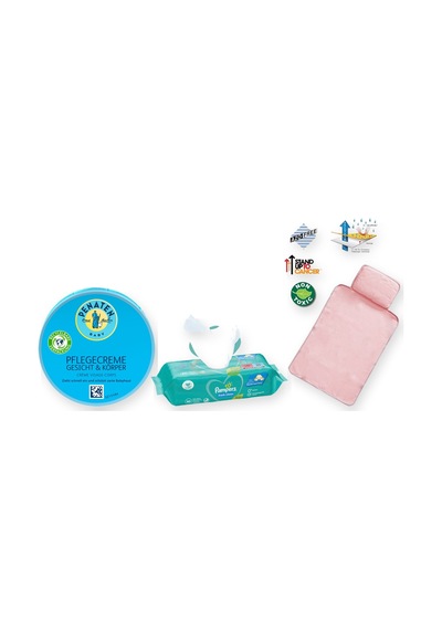 Alt Değiştirme Seti 3 Parça: Sema Baby Alt Açma Minderi + Prima Islak Mendil + Pişik Kremi - Pembe