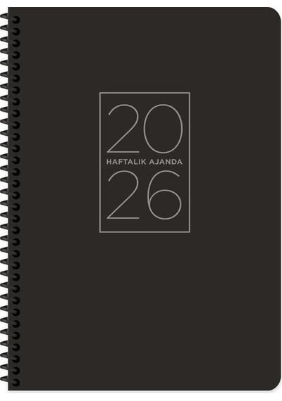 2026-20 28 Spiralli Haftalık Ajanda-siyah Siyah