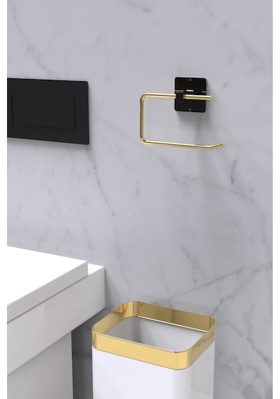 Karteya Gold 2'li Set Avantajlı Yuvarlak Havluluk Ve Tuvalet Kağıdı Tutacağı Altın