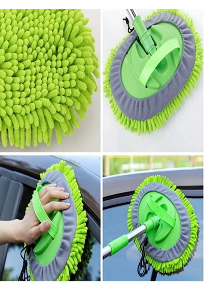 Mucit Home Araba Yıkama Fırçası Oto Yıkama Mop Mikrofiber Bezli Teleskopik Saplı 1 Yedek Bez