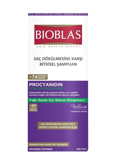 Bıoblas Şampuan 360 Ml Yağlı Saçlar İçin B3 Vitamini Ve Procyanidin 3'li Ekonomik Paket - 3 Ade Tarı