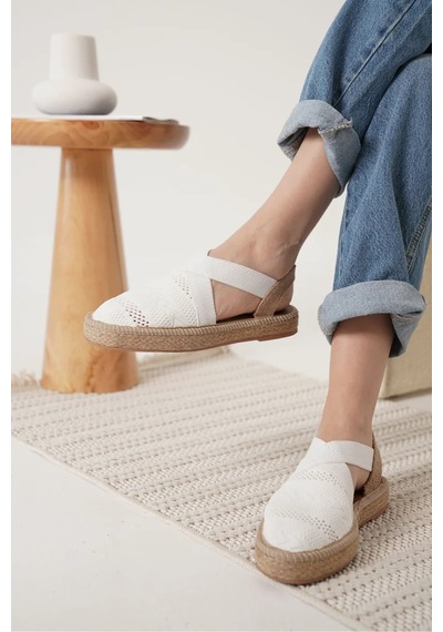 Trendella Kadın Beyaz Espadril Ayakkabı Tr19my01b Kırmızı