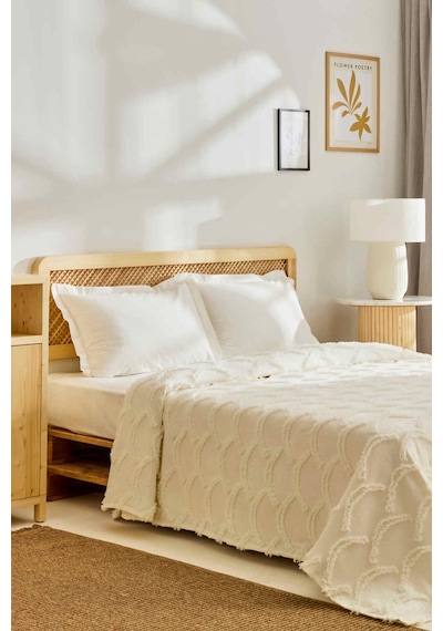 Kaşmir Home Emma Çift Kişilik Yatak Örtüsü Offwhite