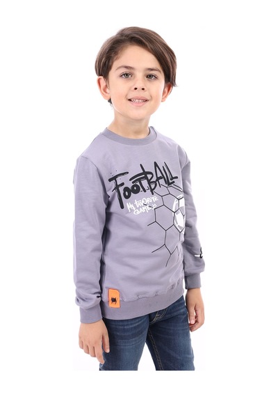 Toontoy Kids Toontoy Erkek Çocuk Football Baskılı Sweatshirt Koyu Gri
