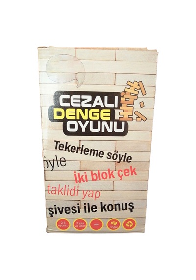 54 Parça Cezalı Jenga Denge Oyunu Ahşap Kaliteli Büyük Boy