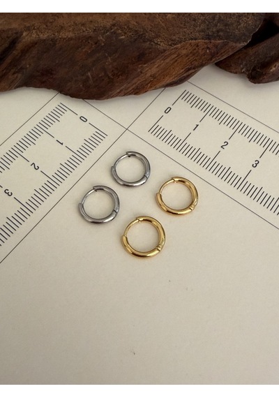 316 L Çerrahi Çelik 4 Lü Halka Küpe Seti Gold Renk Halka Küpe Çelik Küpe 8 Mm Füme