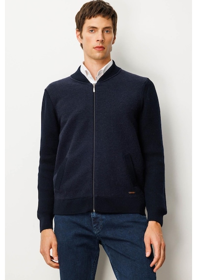 Jack & Jones Erkek Hakim Yaka Önü Keçe Triko Mont Desen Lacivert