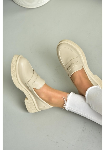Fox Shoes S996310009 Bej Kalın Tabanlı Günlük Kadın Ayakkabı Bej