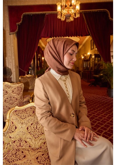 Silk Home Monogram Pamuk İpek Eşarp 130001-22 Çikolata Kahve