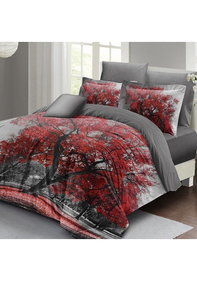 Monohome Red Tree Çift Kişilik Nevresim Takımı 3D Pamuk Saten