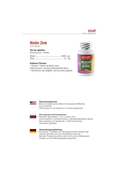 Dmp Biotin Plus Zinc 120 Tablet Hap Kutusu