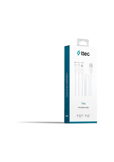 Ttec Trio Şarj Kablosu Type-c,lightning,micro Usb 120cm Beyaz - 2dk7521 1 Adet