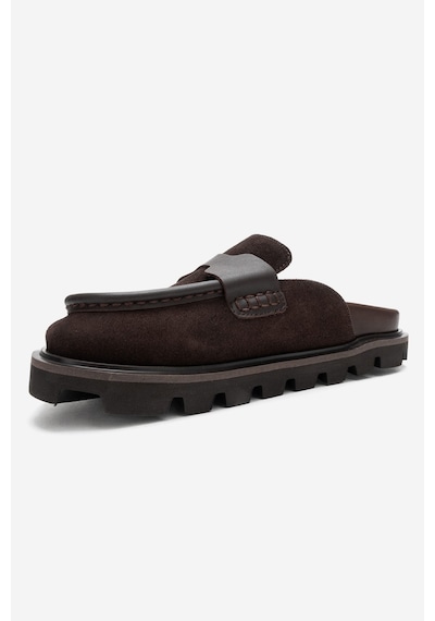 Luvishoes Vela Kahverengi Süet Hakiki Deri Kadın Terlik Kahverengi