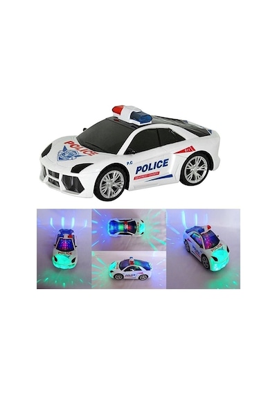 Pilli Polis Arabası 3d Işıklı Oyuncak Sesli Işıklı Polis Arabası