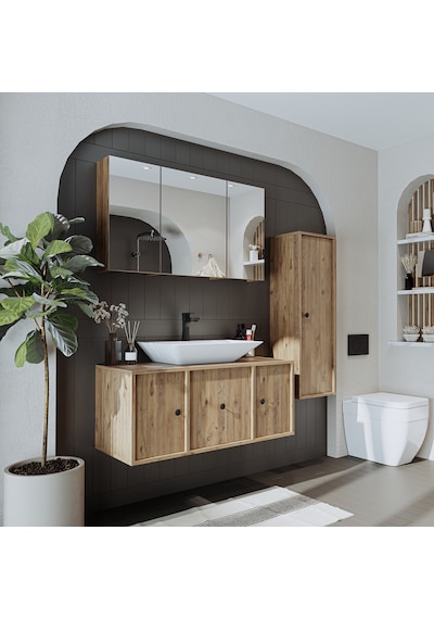Lavabolu Mat Mdf 105 Cm Çekmeceli Banyo Dolabı + Aynalı Dolap Atl Atlantik Çam Lavabolu Mat Mdf 105 Cm Çekmeceli Banyo Dolabı + Aynalı Dolap Atl Atlantik Çam