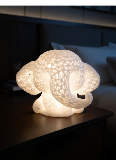 Sevimli Fil Çocuk Odası Gece Lambası 3d Tasarım Led Işıklı Masaüstü Mesh Dekor Hediyelik Beyaz