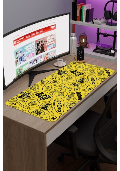 İllüstrasyon Kaymaz Dikişli Kauçuk Oyuncu Mousepad V1 - 90x40 Xxl Gaming Mouse Pad Fare Altlığı