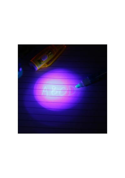 Mor Işıklı Sihirli Görünmez Kalem Işıklı Kalem İnvisible İnk Pens Uv Led Light 4 Ad Renkli
