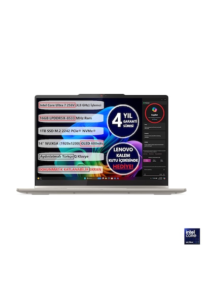 Lenovo Yoga 7 2-in-1 14ILL10 83JQ00GSTR U7-256v 16 GB 1 TB SSD 14"  Dos Dizüstü Bilgisayar