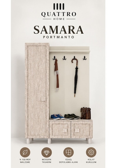 Samara Geniş Vestiyer Krem