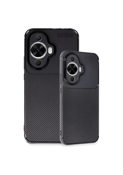 Huawei Nova 12s Uyumlu Kılıf Auto Focus Karbon Kapak - Siyah