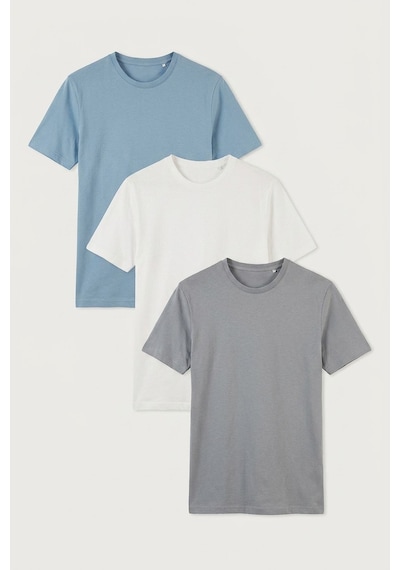 Buratti Pamuklu Regular Fit Bisiklet Yaka 3'lü Paket T Shirt Erkek T Shirt 59020204s3 Mavi-açık Gri-ekru