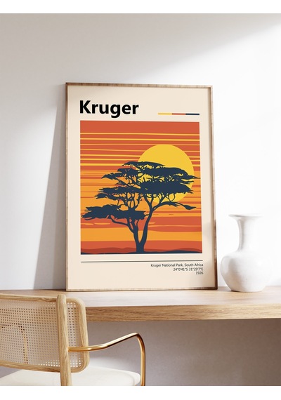 Kruger Milli Parkı Seyahat Posteri Güney Afrika Doğa Sanatı