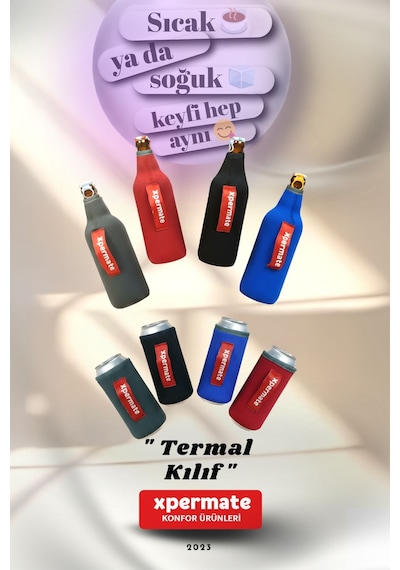 Xpermate Termal İçecek Kılıfı Sıcak & Soğuk Tutan Kutu Bira Termal Kılıf 0,5l Siyah