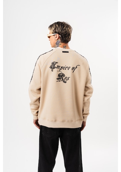 Respire Erkek Empire Of Res Nakışlı Oversize Sweatshirt Bej