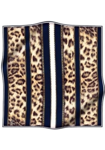 Vissona Tivil İpek Eşarp 17065 - 12 - 0033 - 0003 Lacivert Leopar Desen Lacivert