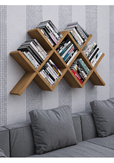 Çapraz Kitaplık Mdf Ceviz