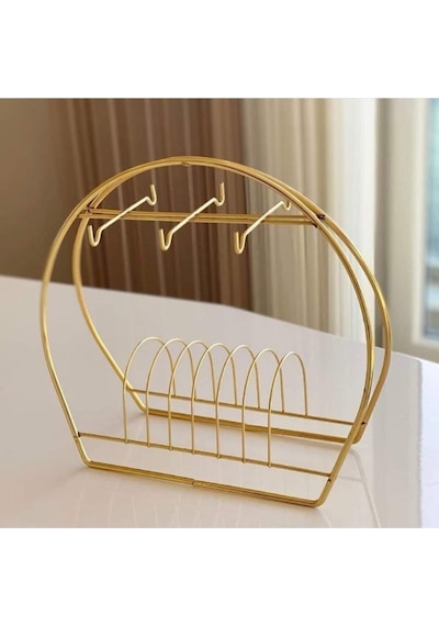 Gold Metal Kahve Fıncan Askı Aparatı Bej