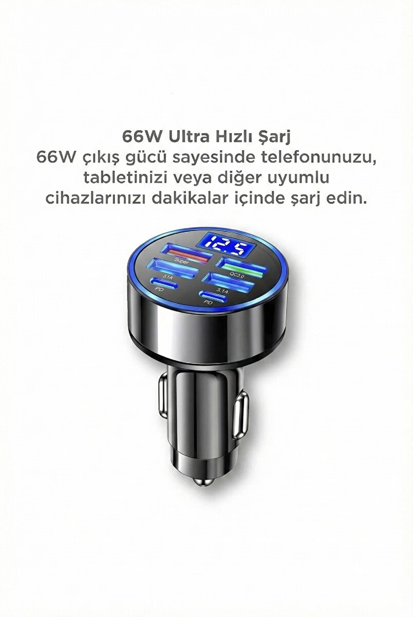 Abatech Hızlı Araç Şarj Cihazı Usb Type-c Destekli 66w G19 Siyah