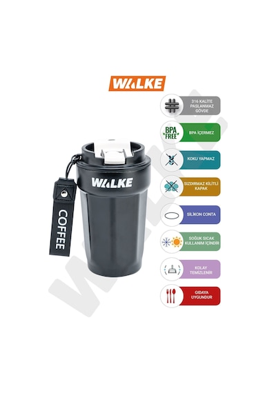 Walke Luxury Çift Ağızlıklı Paslanmaz Çelik Bardak Termos 450 ML
