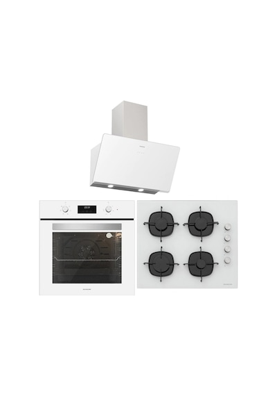Silverline BO6502W02 - CS5335W01 - 3457 Soho 60 Beyaz Cam Ankastre Set