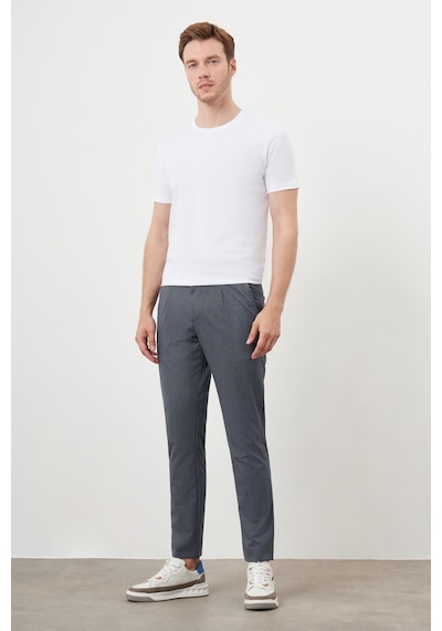 Morven Erkek Lacivert Poliviskon Trend Pileli Slim Fit Spor Pantolon Lacivert