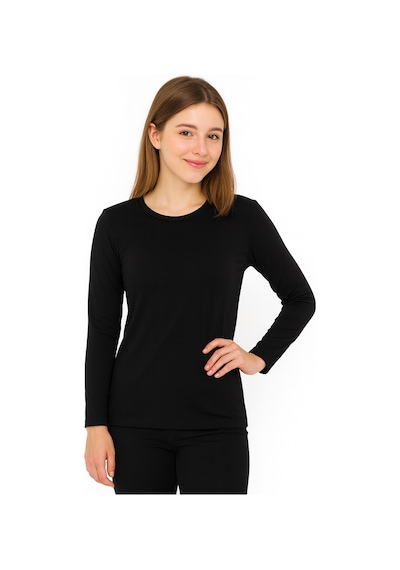Par Lingerie Uzun Kol Bisiklet Yaka Body Siyah