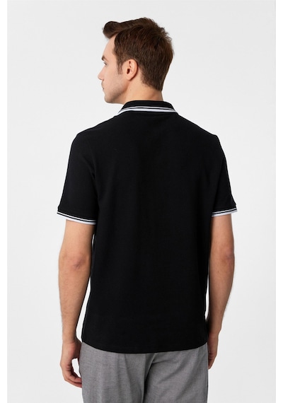 Süvari Siyah Regular Armürlü Polo Yaka Tişört-37366 Siyah