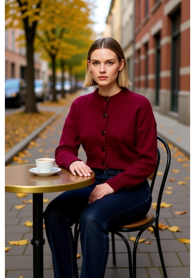 Benerly Kadın Oversize Düğmeli Crop Triko Hırka Yumuşak Dokusuyla Ve Raha Bordo