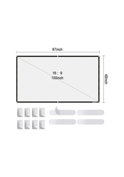 Byintek Taşınabilir Seyahat Ve Ev Tipi Projeksiyon Perdesi 100 İnch 16:9