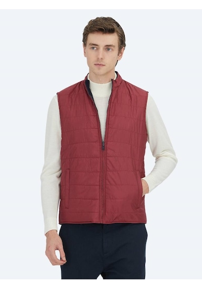 Kip Mak-5 Kırmızı Regular Fit Dik Yaka Casual Örme Çift Taraflı Spor Yelek