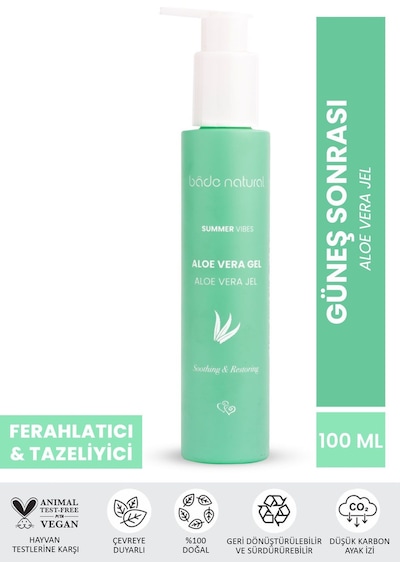 Bade Natural Aloe Vera Jel Güneş Sonrası Nemlendirici %100 Doğal 100 ML